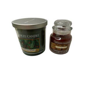 Yankee Candle Balsam & Cedar 7oz + Autumn Wreath 3.7oz Scented Jar‎ Candle Set